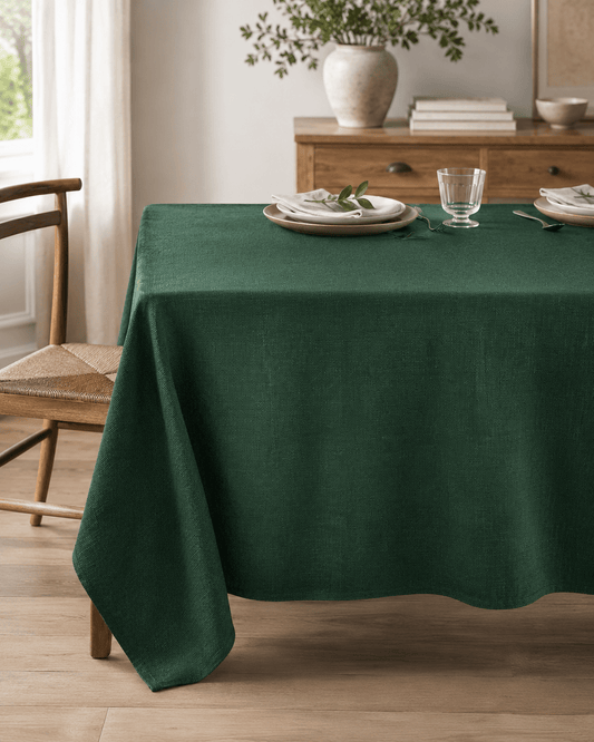 Image de tissu de lin brut vert foncé, 280 g/m², disponible en ligne chez Šarlotes audumi