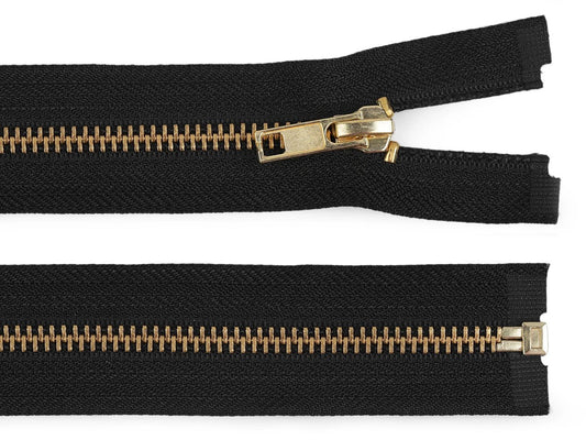 Openable metal zipper - black and gold