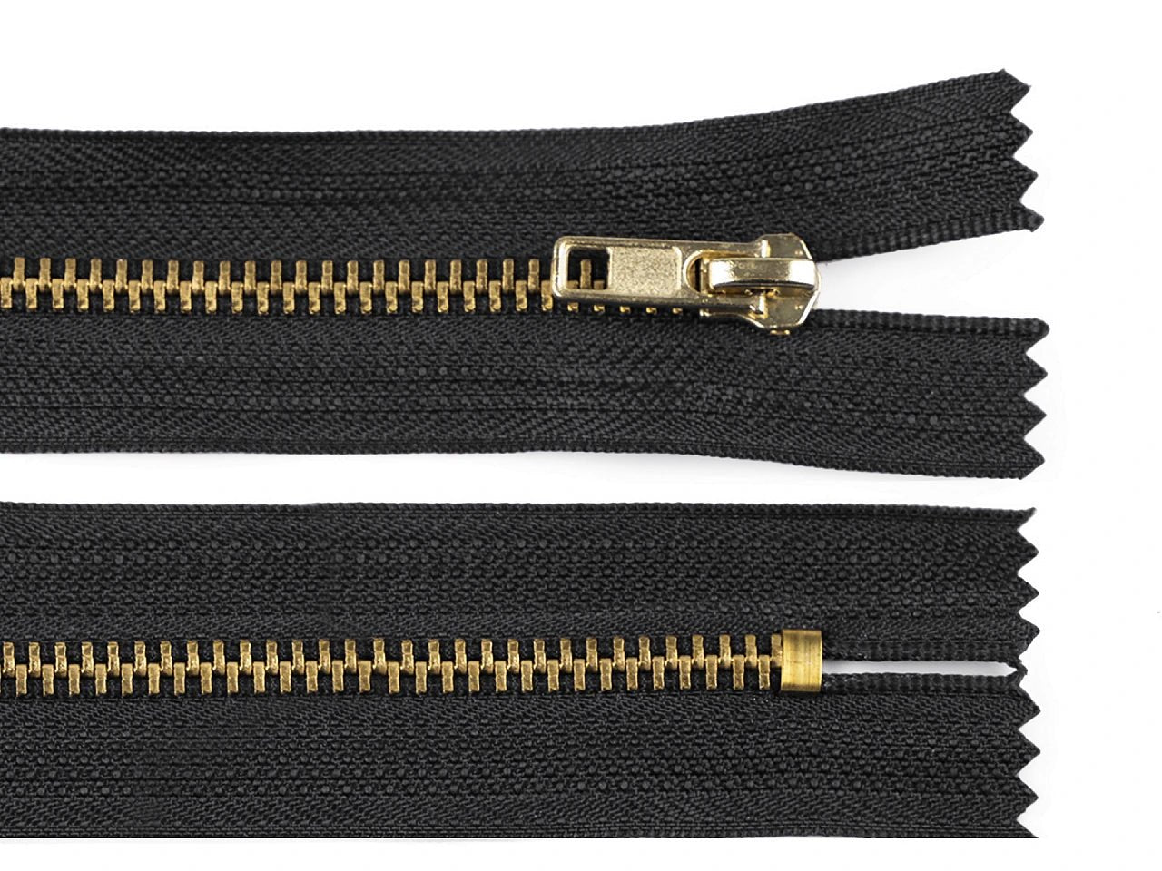 Metal zipper, closed, black – available online at Charlotte's Fabrics