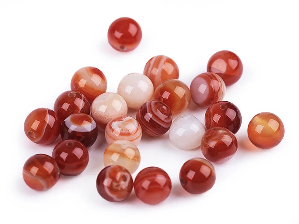 Red Agate gemstone beads Ø8 mm | 12 pcs. | Natural mineral