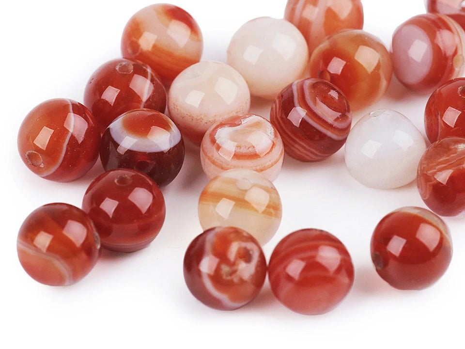 Red Agate gemstone beads Ø8 mm | 12 pcs. | Natural mineral