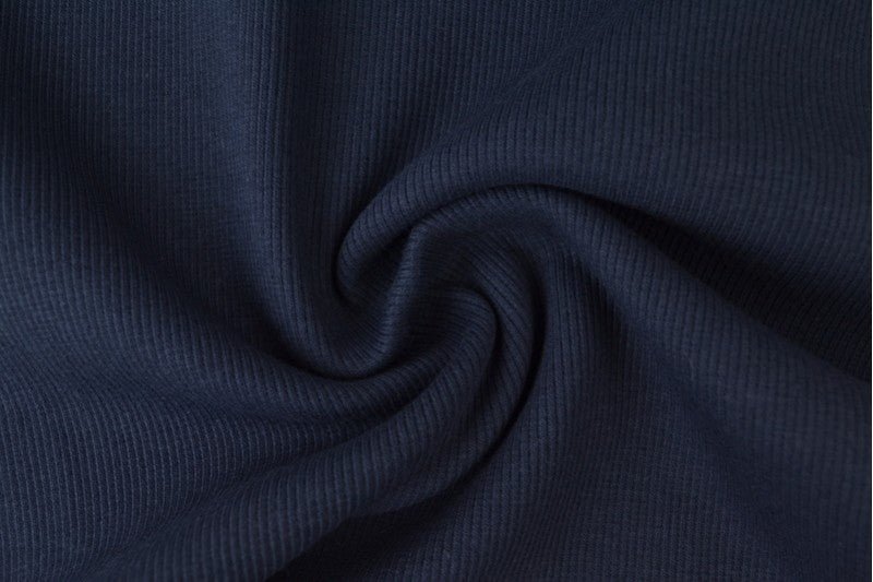 Image with ribbed fabric edging | cuff - dark blue 300 g/m² – available at Charlotte's Fabrics