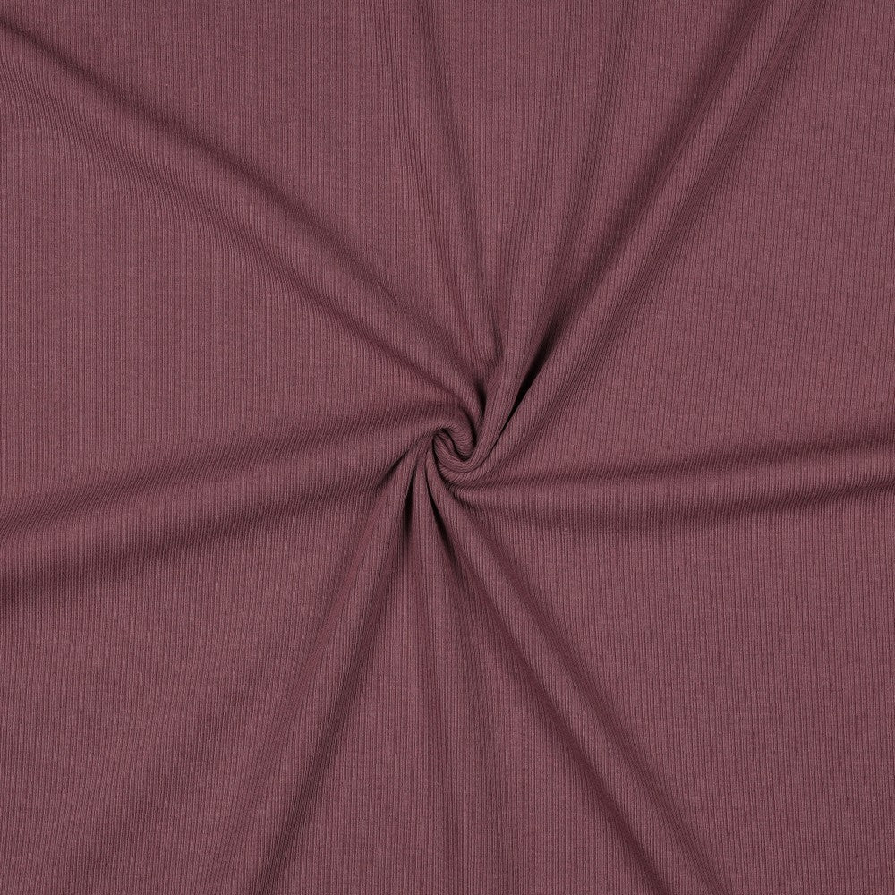 Jersey de coton côtelé (RIB JERSEY) - aubergine 240 g/m²