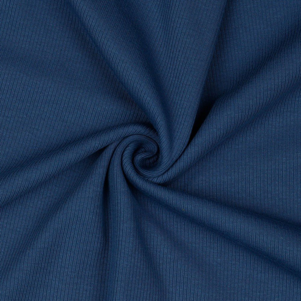 Ribbed cotton jersey (RIB JERSEY) - denim blue 240 g/m²