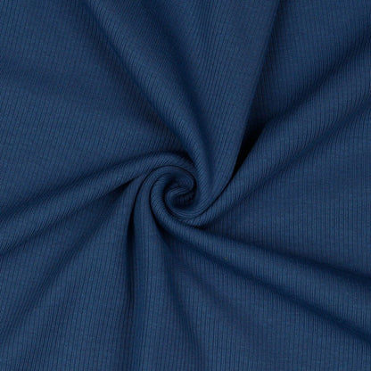 Ribbed cotton jersey (RIB JERSEY) - denim blue 240 g/m²