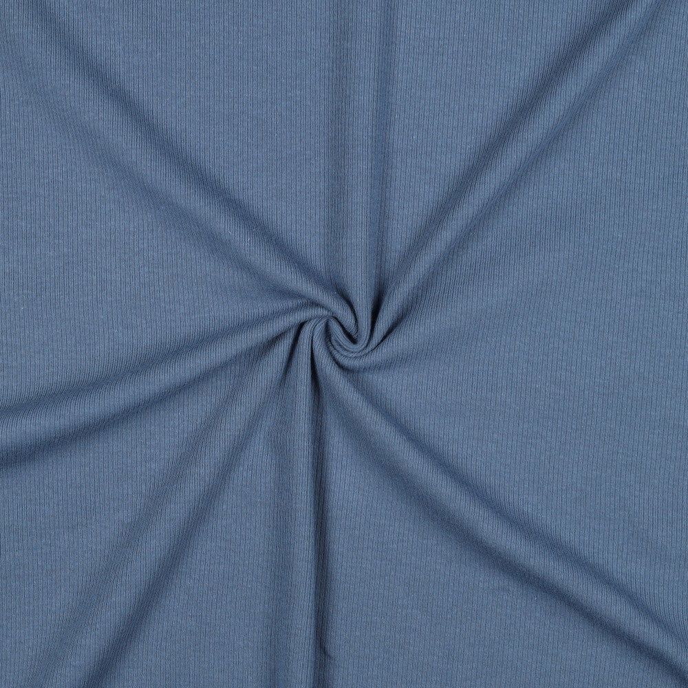 Ribbed cotton jersey (RIB JERSEY) - denim blue 240 g/m²