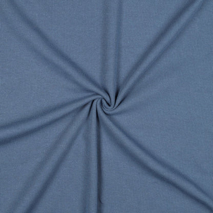 Ribbed cotton jersey (RIB JERSEY) - denim blue 240 g/m²