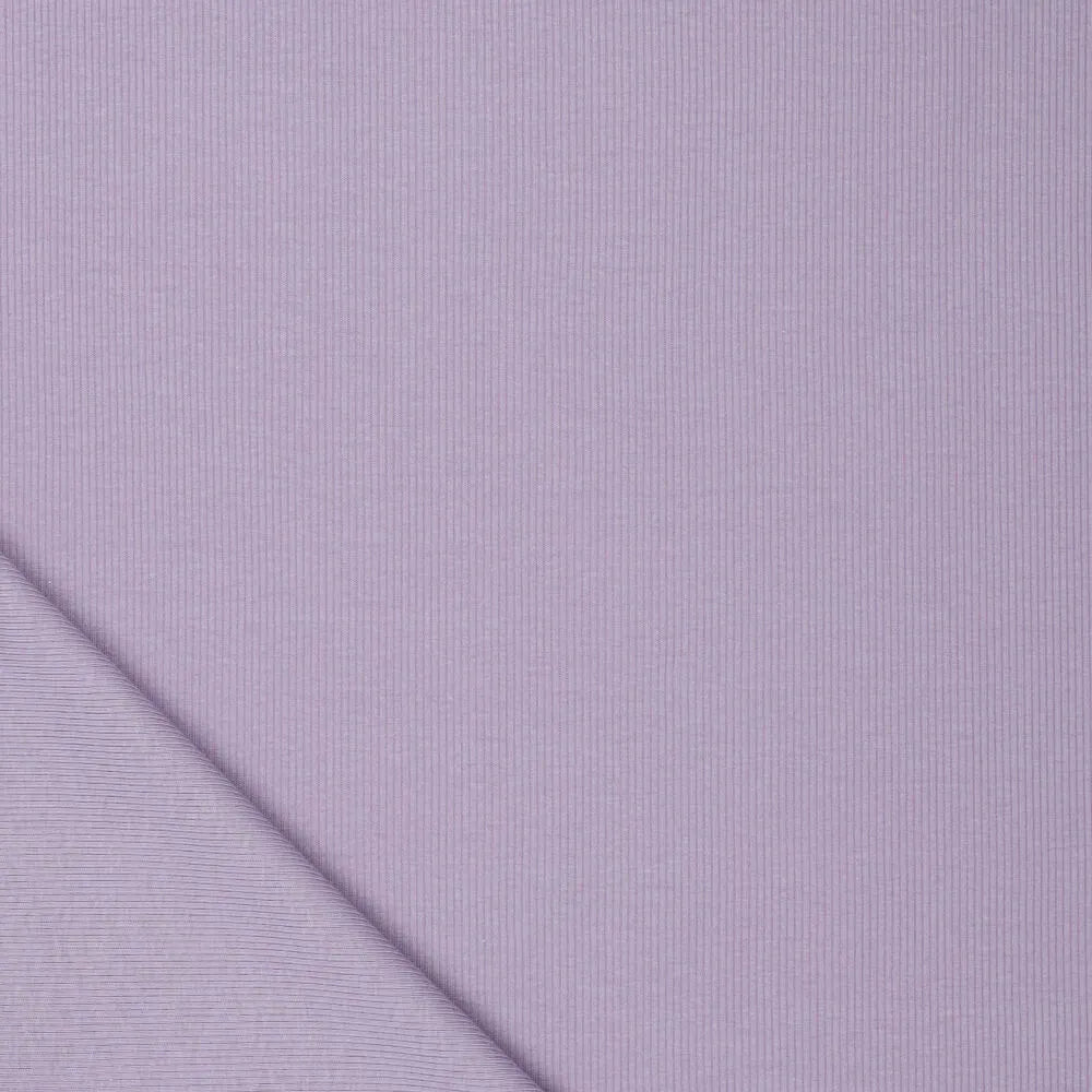 Image of Ribbed cotton jersey (RIB JERSEY) - lavender purple 310 g/m² – available at Šarlotes audumi