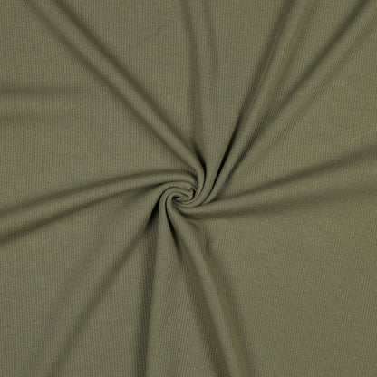 Jersey de coton côtelé (RIB JERSEY) - vert olive 240 g/m²