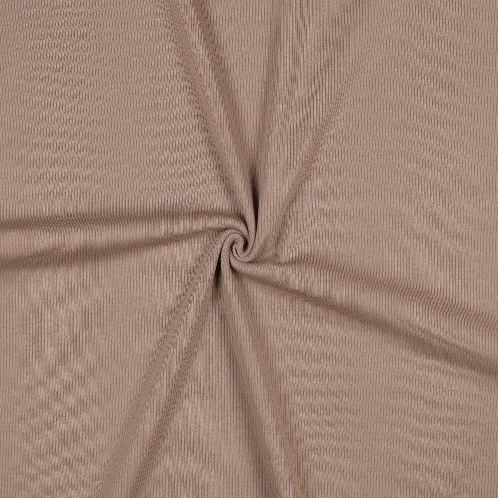 Jersey côtelé en coton (RIB JERSEY) - brun grisâtre 240 g/m²