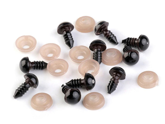 Yeux pour peluches Ø12 mm marron (lot de 5 paires)