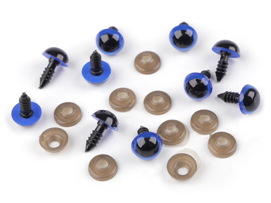 Yeux pour jouets Ø12 mm bleu vif (5 paires par paquet)