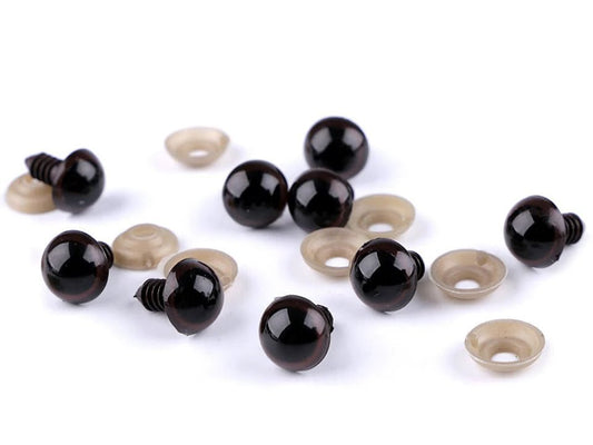 Yeux pour peluches Ø14 mm marron (lot de 5 paires)
