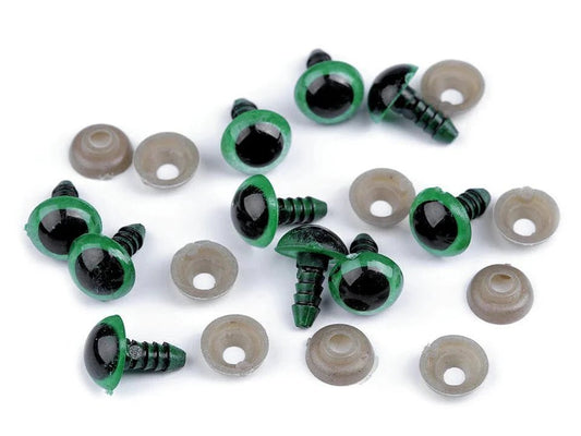 Yeux pour jouets Ø14 mm verts (lot de 5 paires)