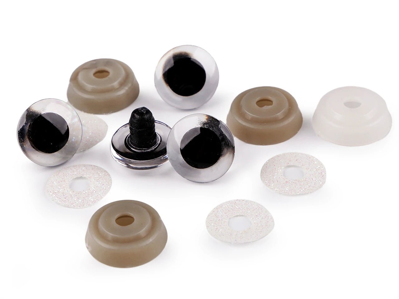 Toy eyes Ø20 mm - white glitter (2 pairs per pack)
