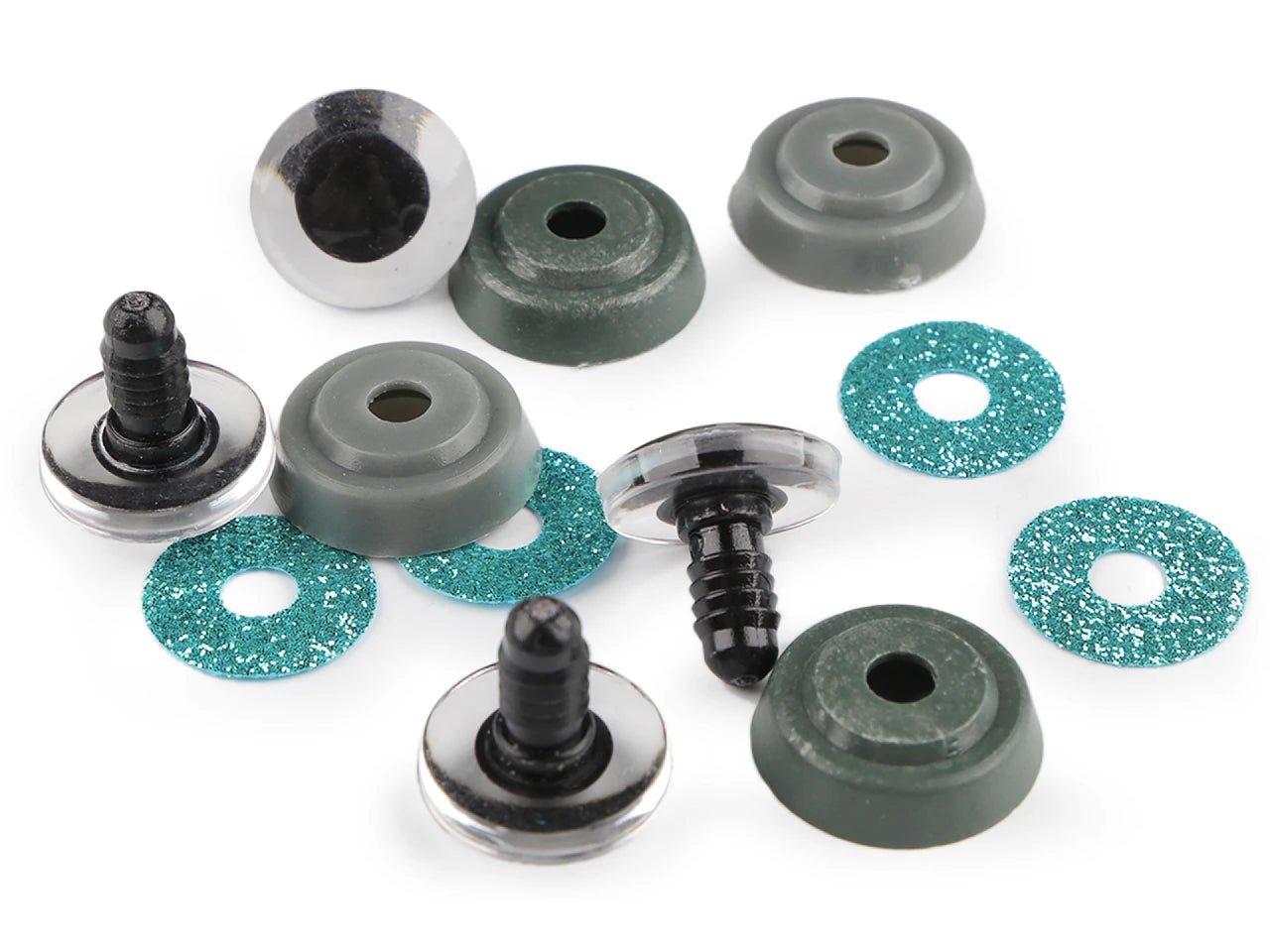 Toy eyes Ø20 mm - turquoise glitter (2 pairs per pack)