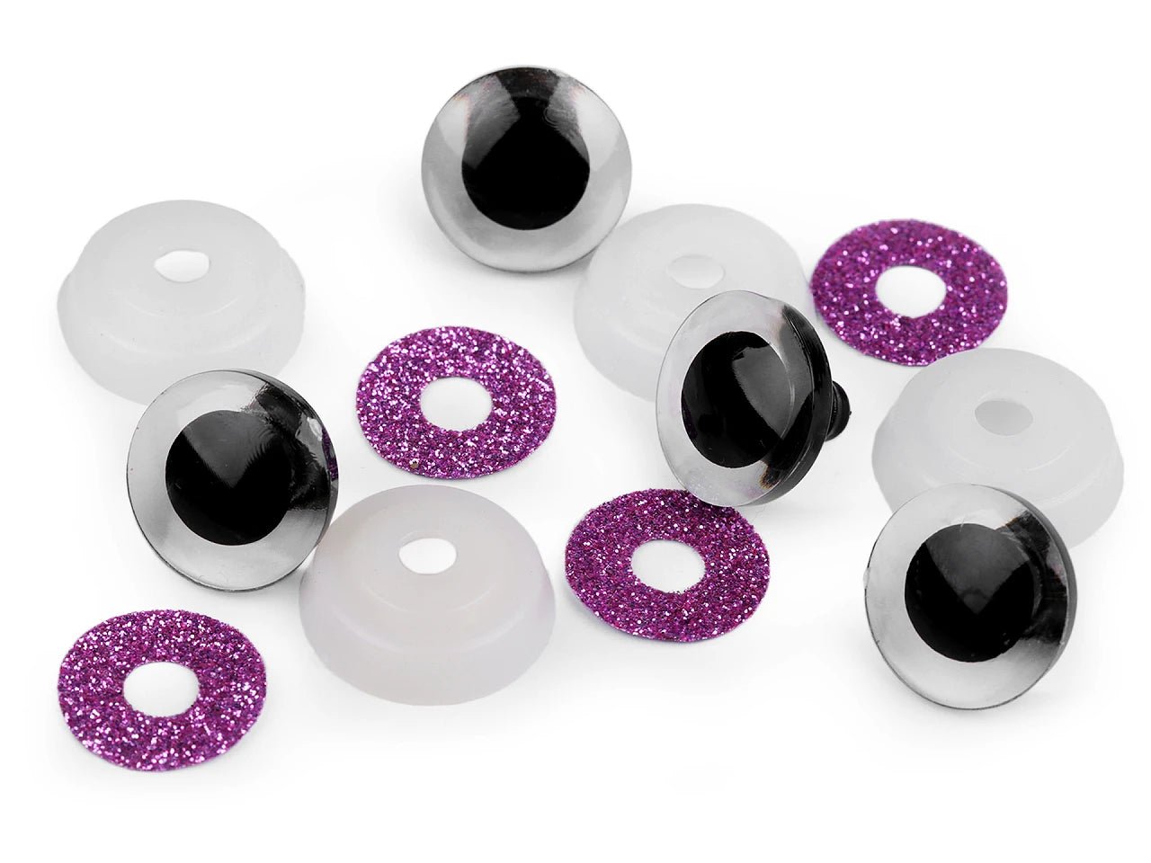 Yeux pour jouets Ø20 mm, paillettes violettes (2 paires par emballage)