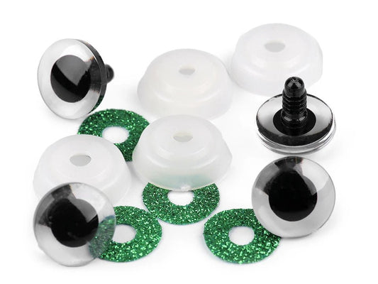 alt
Yeux pour jouets Ø20 mm à paillettes vertes (2 paires par sachet)