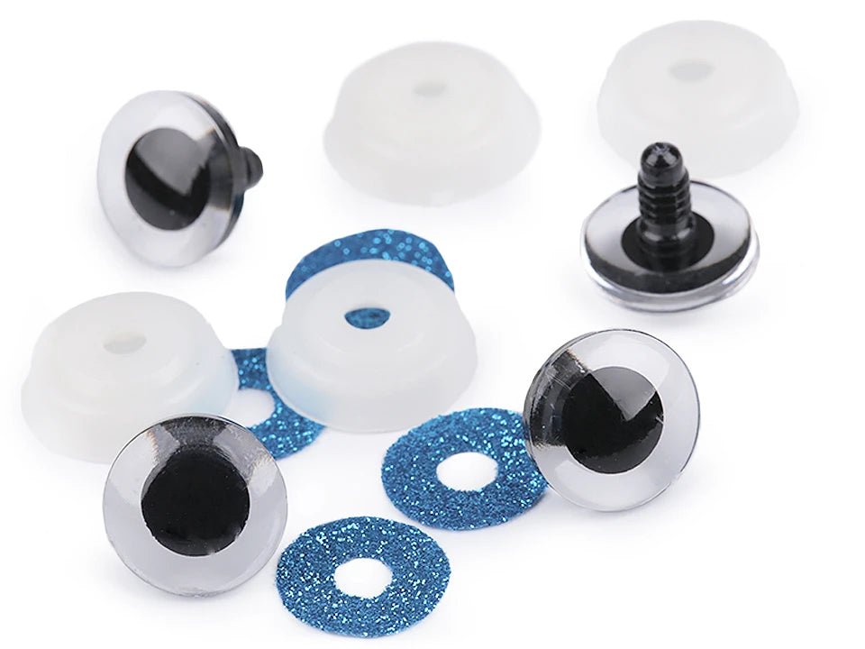Toy eyes Ø20 mm - blue glitter (2 pairs per pack)