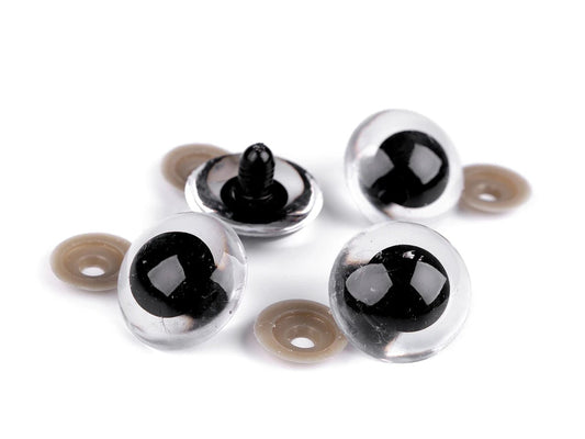 Yeux pour jouets Ø30 mm transparents (2 paires par emballage)