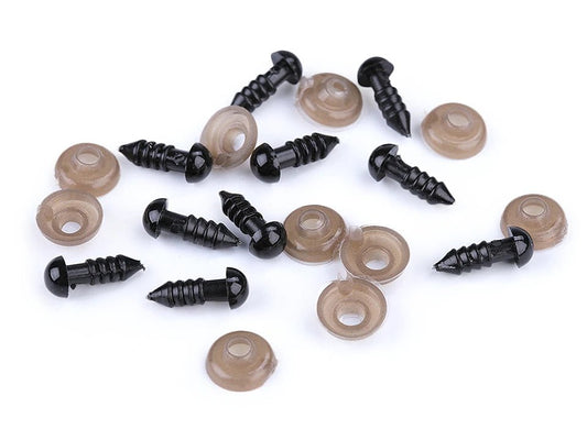 Yeux pour jouets Ø6 mm noirs (lot de 10)