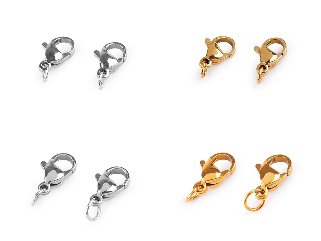 Jewelry lobster clasp with stainless steel ring | 7×10 mm or 7×12 mm | 2 pcs.