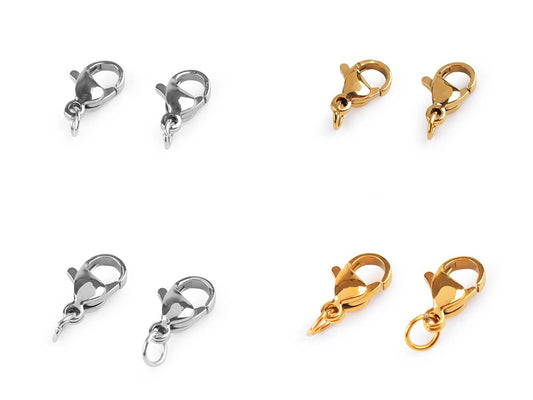 Mousqueton à bijoux avec anneau en acier inoxydable | 7×10 mm ou 7×12 mm | 2 pcs.