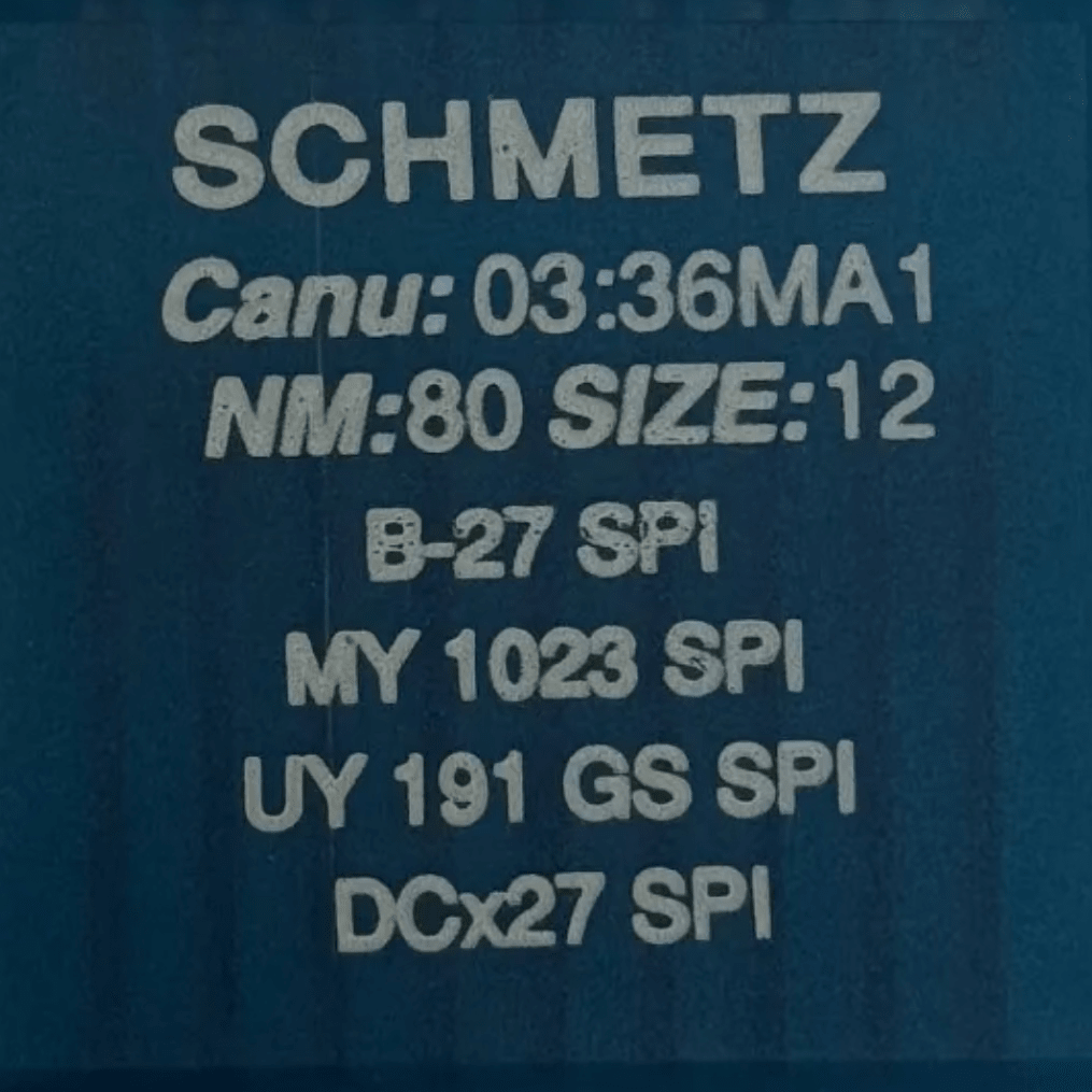 Image avec aiguilles SCHMETZ DCx27 (B - 27) SPI pour surjeteuse industrielle pour tissus épais et fins - 10 pièces – disponible chez Šarlotes audumi