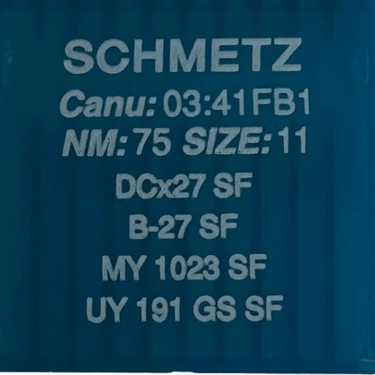 Attēls avec aiguilles SCHMETZ DCx27 (B - 27) SUK SF pour surjeteuse industrielle, pour tricot très fin - 10 pièces – disponible chez Šarlotes audumi