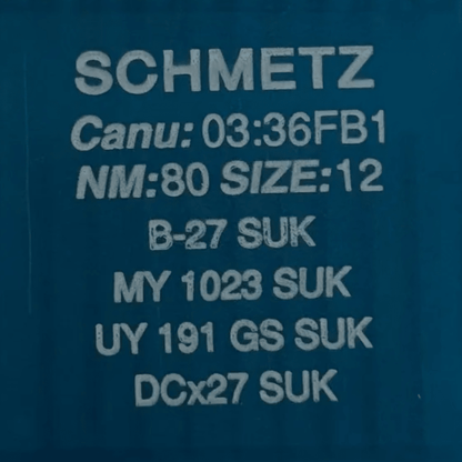 Image avec aiguilles d’overlock industrielles SCHMETZ DCx27 (B - 27) SUK pour maille et jean – 10 pièces – disponibles chez Šarlotes audumi