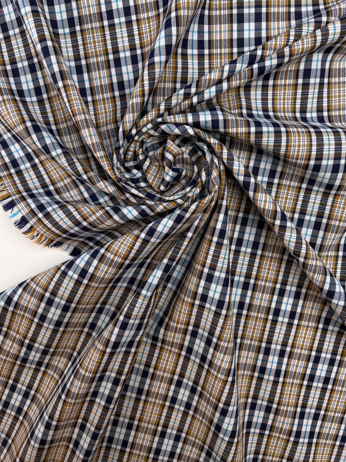 Tissu à carreaux en coton et viscose avec élasthanne, motif multicolore – Italie – disponible en ligne chez Šarlotes audumi