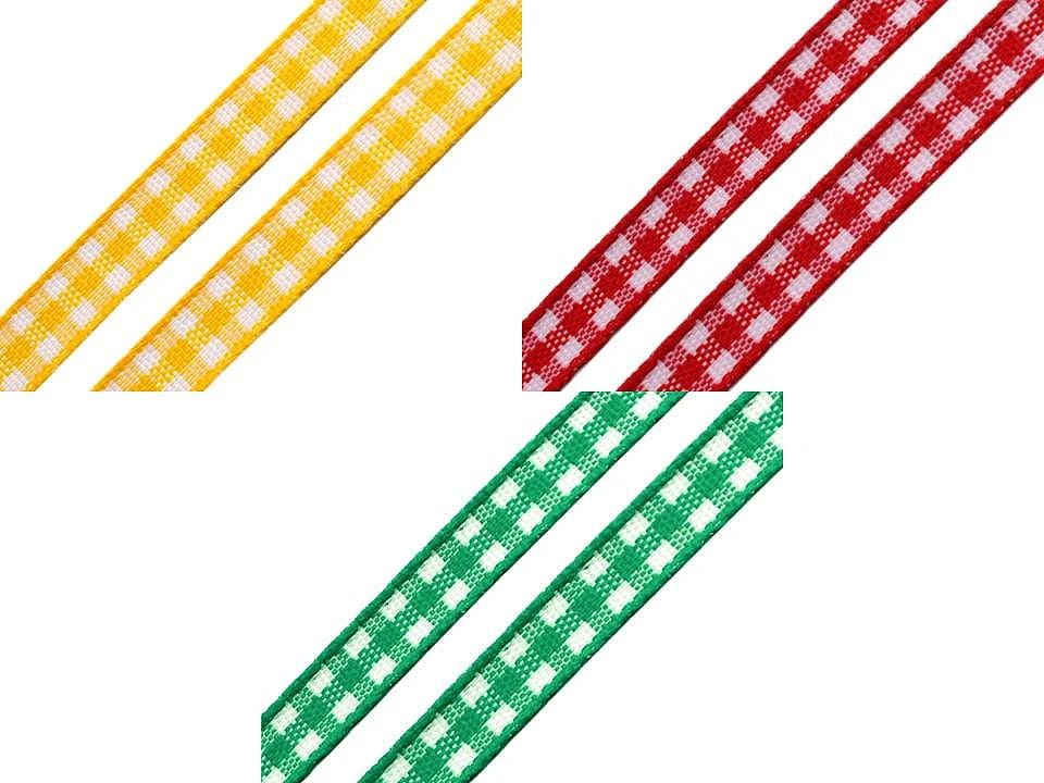 Checked decorative ribbon | 6 mm 20 m pack | assorted shades – available at Šarlotes audumi