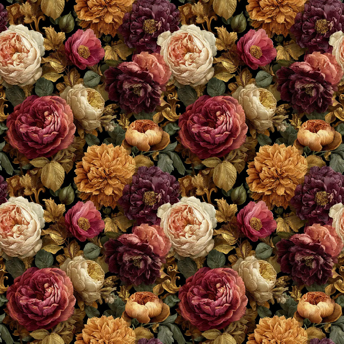 Tissu en gabardine de viscose - pivoines et roses