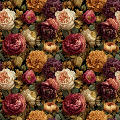 Tissu en gabardine de viscose - pivoines et roses