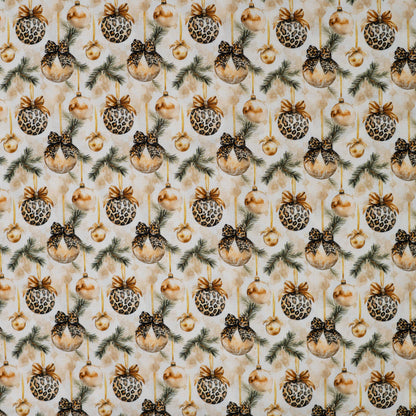 Tissu premium 100 % coton - décor léopard de Noël