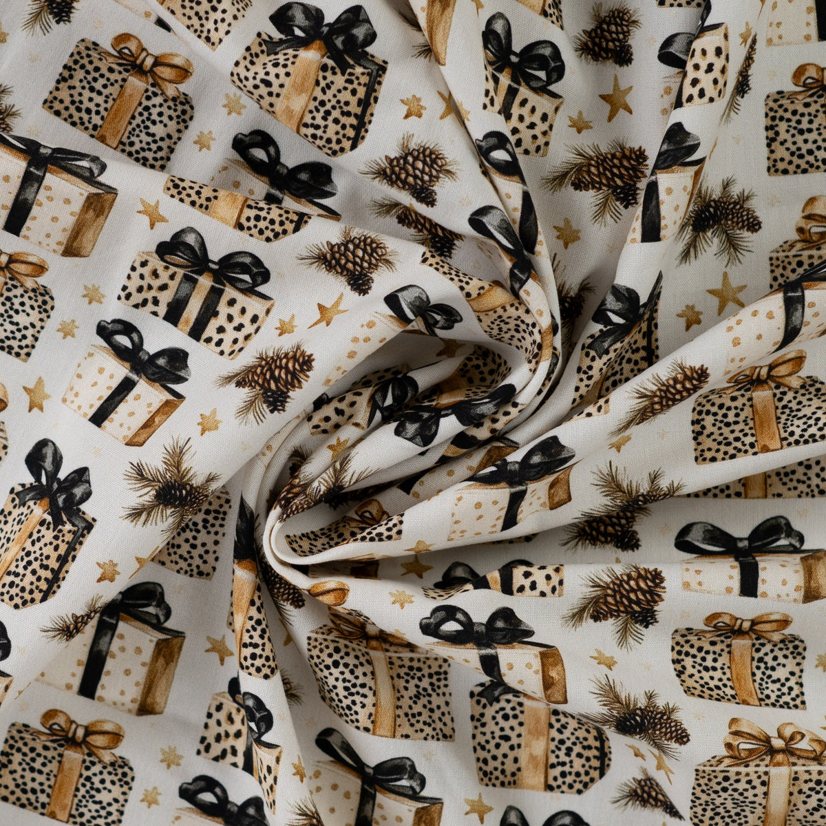 Tissu premium 100 % coton - cadeaux léopard de Noël