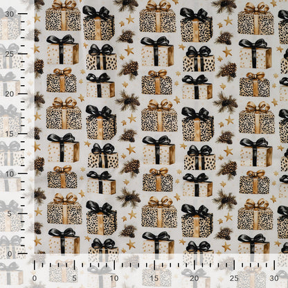 Tissu premium 100 % coton - cadeaux léopard de Noël
