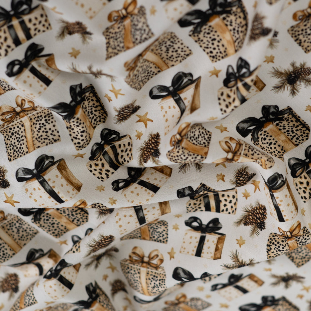 Tissu premium 100 % coton - cadeaux léopard de Noël