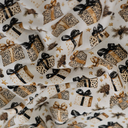 Tissu premium 100 % coton - cadeaux léopard de Noël