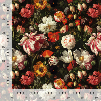 maille bouclette en coton-fleurs baroques