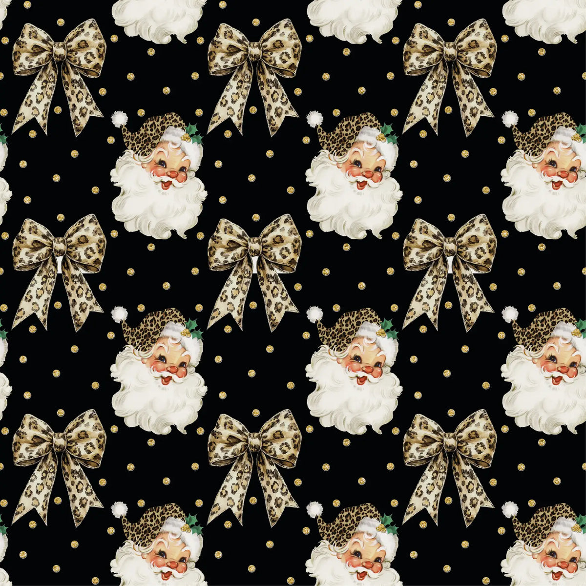 Tricot à boucles en coton doublé - Père Noël et nœuds