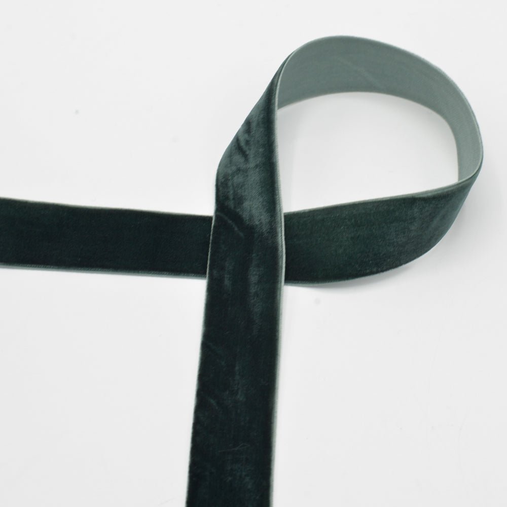 Ruban en velours 25 mm - vert froid