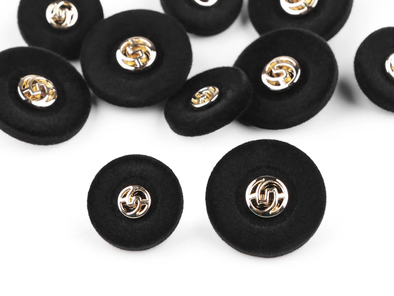alt
Boutons en velours sur pied 28 mm - noirs et dorés