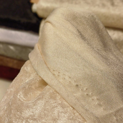 Crinkled-effect velvet - beige 160 g/m²