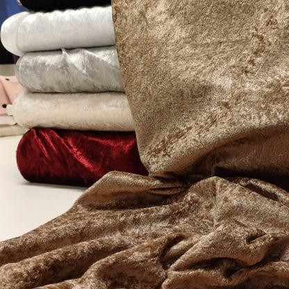 Velvet with a crinkled effect - brown 160 g/m²