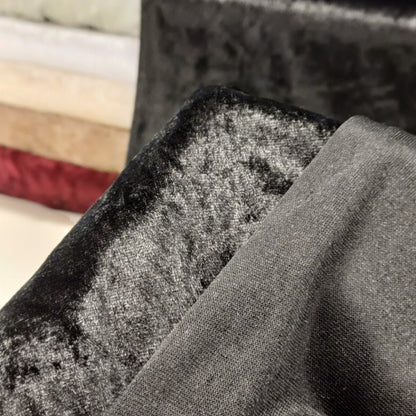 Velvet with a crinkle effect - black 160 g/m²