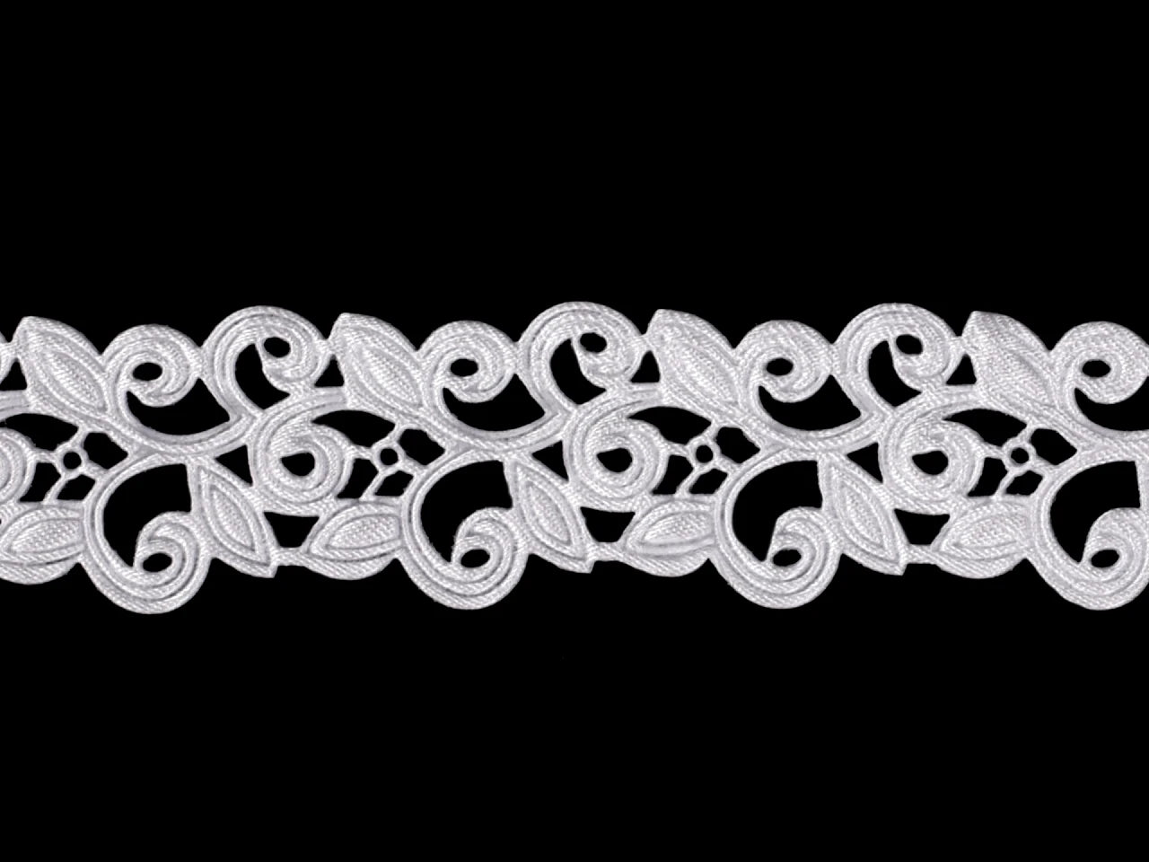 Image avec ruban dentelle satinée (découpe laser) | 22 mm blanc – disponible chez Šarlotes audumi