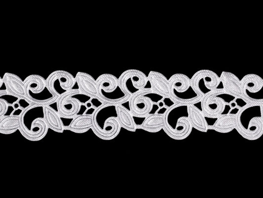 Image avec ruban dentelle satinée (découpe laser) | 22 mm blanc – disponible chez Šarlotes audumi