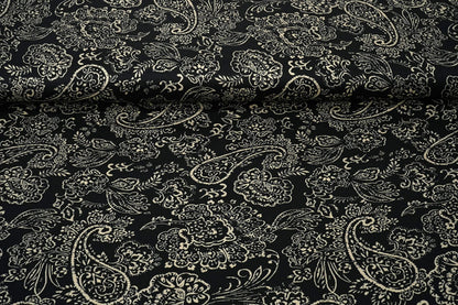 Satin with elastane - elegant pattern on a black background 80 g/m²
