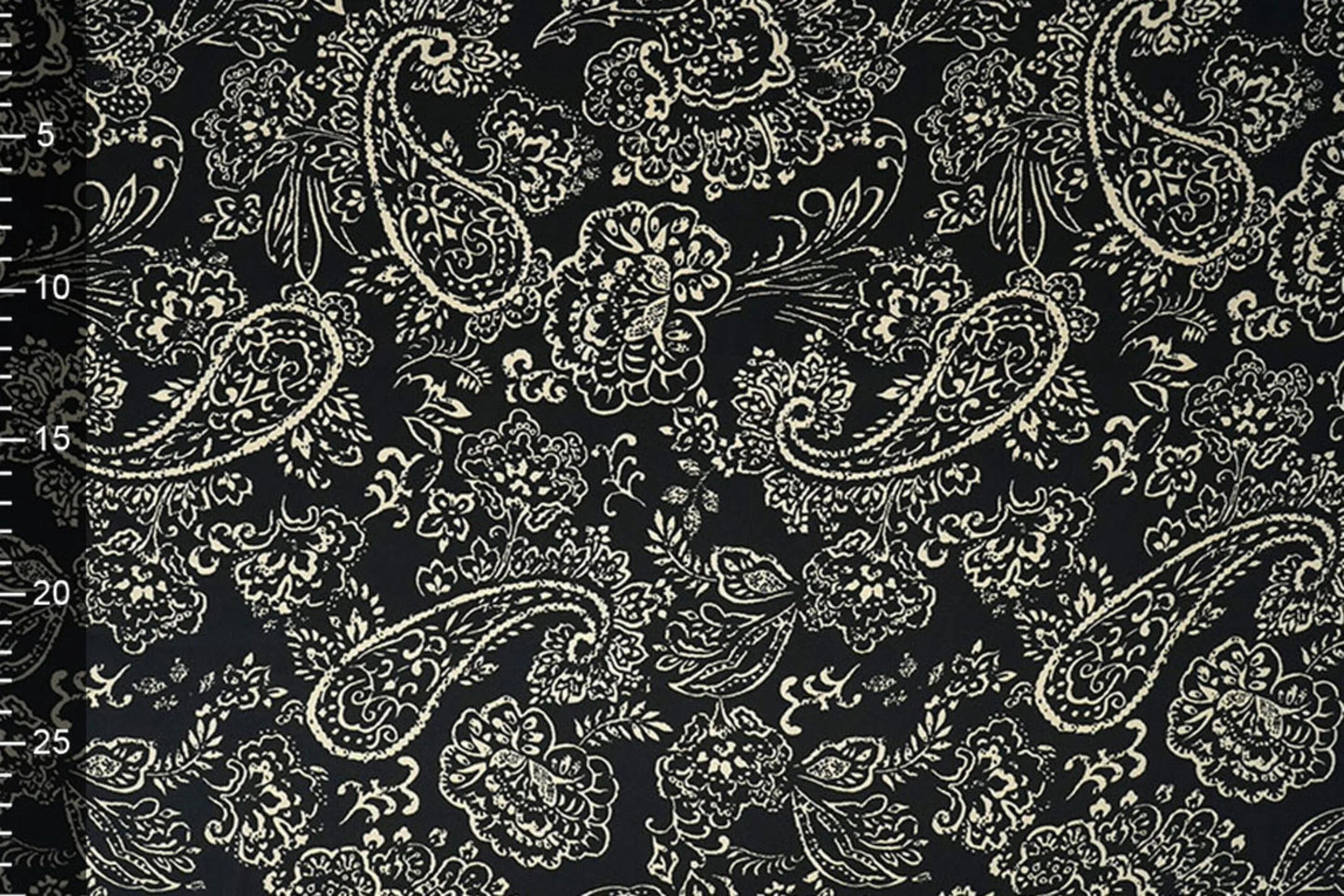 Satin with elastane - elegant pattern on a black background 80 g/m²